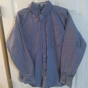 Ariat Men's Button Down Long Sleeve Western Shirt M Blue/White